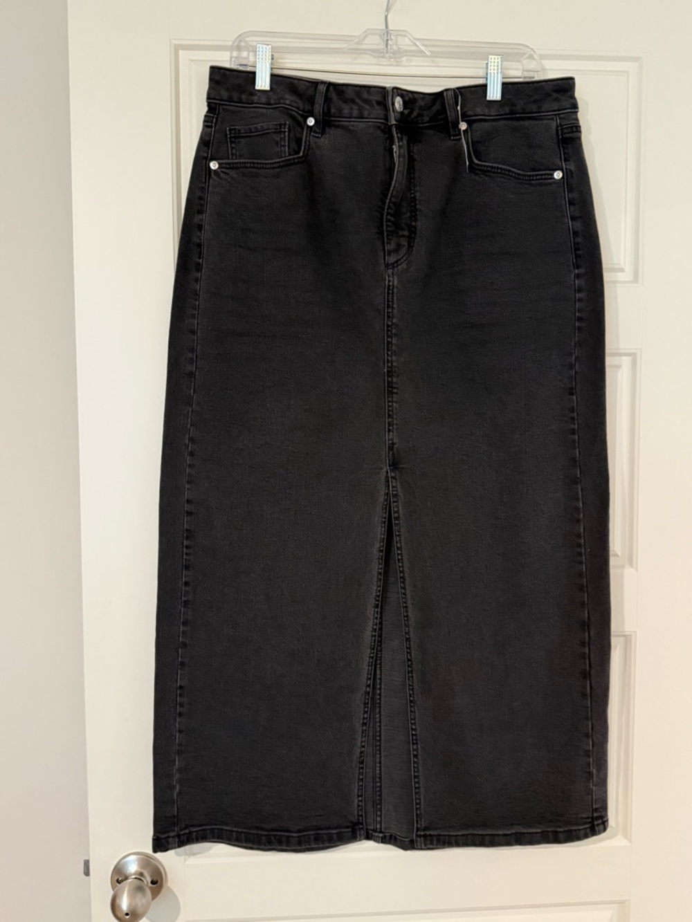 LOFT Black Maxi Denim Skirt with Front Slit